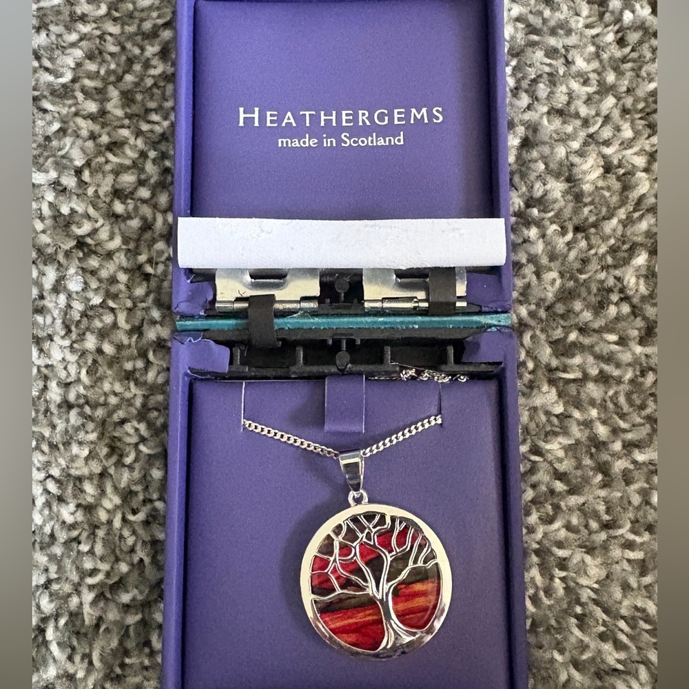 Heathergems Red Tree Pendant Necklace and Earrings